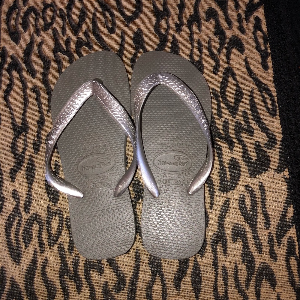 Silver Havaianas Flip Flops
